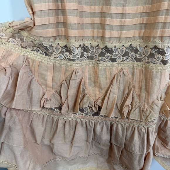 Camelot Italy Peach Lace Tiered Midi Skirt Size S Boho Romantic Cottagecore - Picture 13 of 16